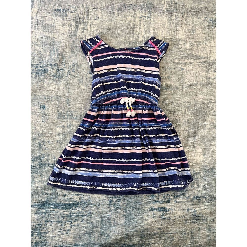 Cherokee Blue Pink w Poms Striped Dress 3T